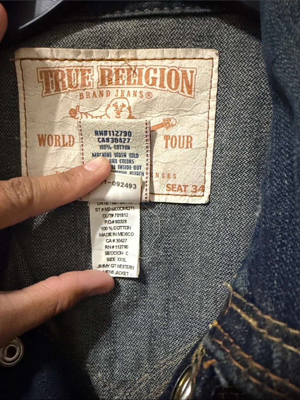 True Religion Indigo Washed Denim Jacket with Contrast Stitching